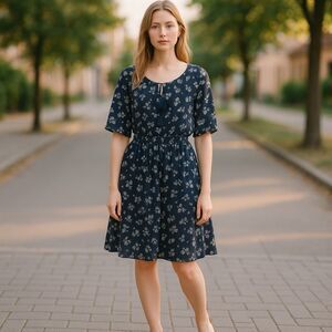 J.Jill LG Floral 3/4 Sleeve Elastic Mini Dress